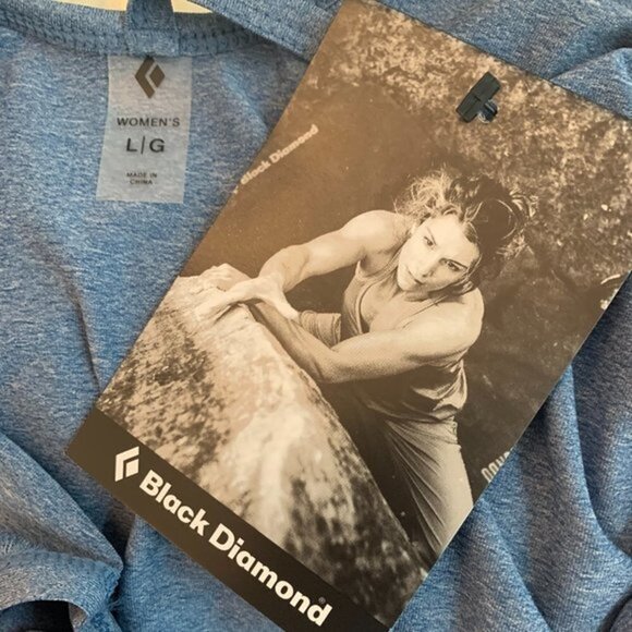 Black Diamond L Logo Steel Blue Scoop Neck Open Back Short Sleeve Pocket Tee - Picture 6 of 7